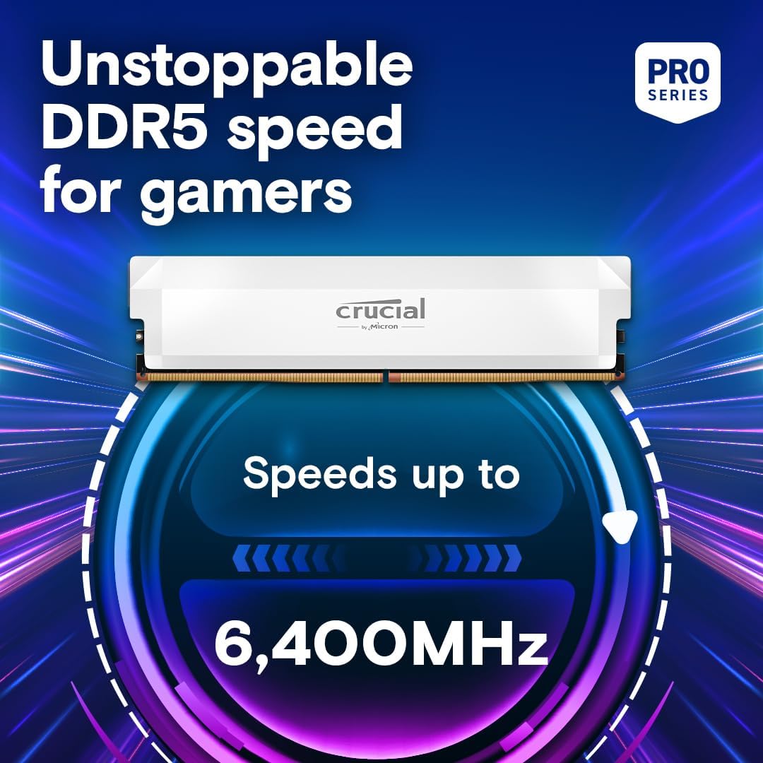 Crucial Ram Desktop Pro Series 32GB (2x16GB) 6000MHZ DDR5 CL36 White Crucial Ram Desktop Pro Series 32GB (2x16GB) 6000MHZ DDR5 CL36 White